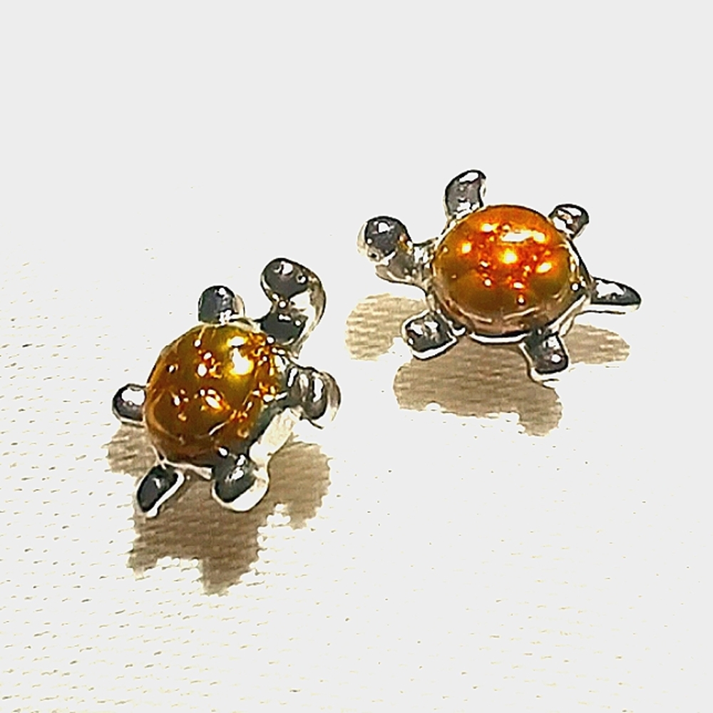 Amber Enamel Turtle Stud Earrings by Croft & Barrow
